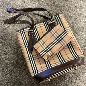 Polo Ralph Lauren Plaid Bucket Bag + Wallet Set